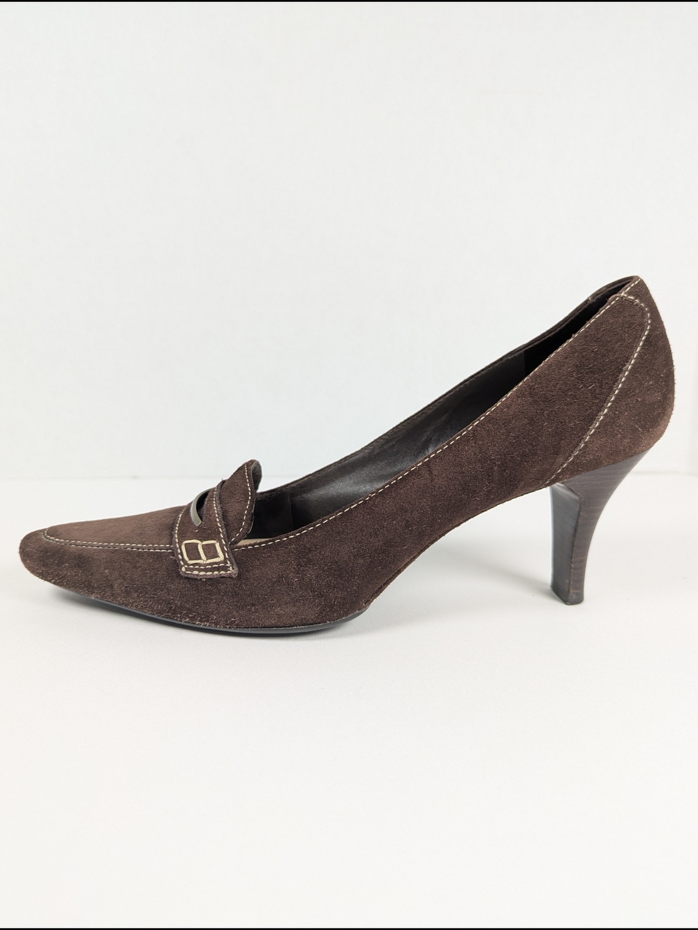 Cole Haan Chocolate Brown Suede 3" Heels Pump Office Fall Winter Women's Size 9 - Picture 5 of 16